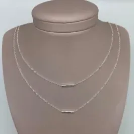Gargantilha Cordão Duplo c/ Canudo Prata