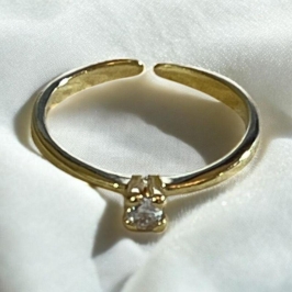 Anel Brilhante Solitário Regulável