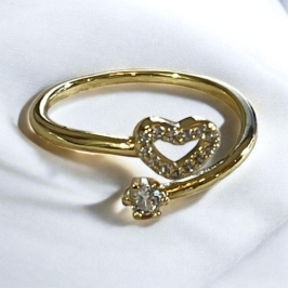 Anel Coração Brilhante Regulável