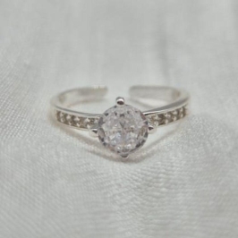 Anel Regulável Brilhante Solitário