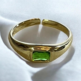 Anel Regulável Pedra Verde