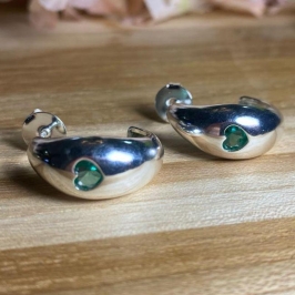 Brinco Argola c/ Coração Prata