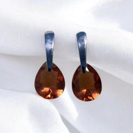 Brinco c/ Pedra Laranja Aço Inox