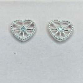 Brinco Coração c/ Traços e Pedra Central