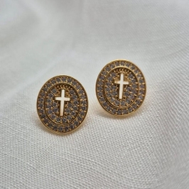 Brinco Cruz Vazada Brilhantes