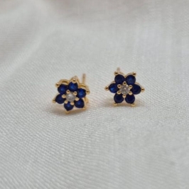 Brinco Flor Brilhantes Azuis