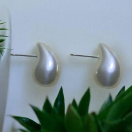 Brinco Gota Perola Prata