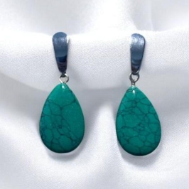 Brinco Gota Verde Aço Inox