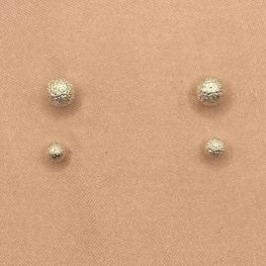 Brincos Dupla Bolinhas Prata