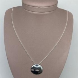 Colar Longo Pingente Concavo Prata