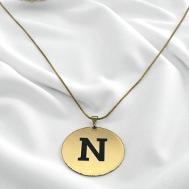 Corrente c/ Pingente Personalizado Chapa Redonda 2,5 cm