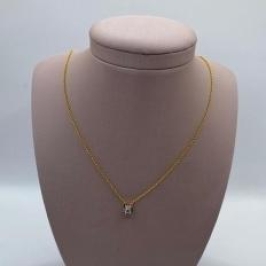 Corrente Pingente Quadrado Pedra Color