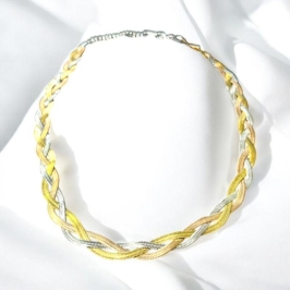 Corrente Trançada Aço Inox 3 Cores