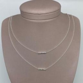 Gargantilha Cordão Duplo c/ Canudo Prata