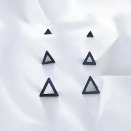 Trio Brincos Triangulos Aço Inox