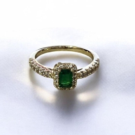 Anel Pedra Esmeralda Brilhantes