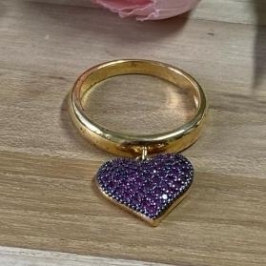 Anel Coração Pendurado Rubi