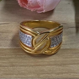 Anel Largo Estilizado Cravejado