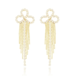 Brinco Franjas Pedras Cristais