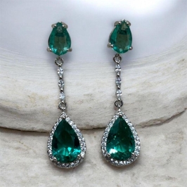 Brinco Pedras Verde Turmalina