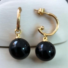 Brinco Semi-argola c/ Perola Negra