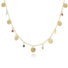 Colar Chapinha e Pedras Coloridas