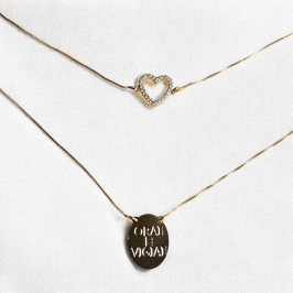 Escapulário Coração Cravejado / Orai e Vigiai