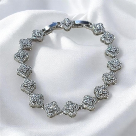 Pulseira Brilhantes Losango Aço Inox