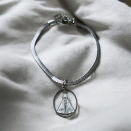 Pulseira Fita + Nossa Senhora Oval Vazado
