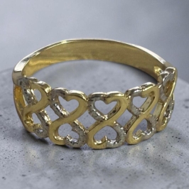 Anel Corações Duplos c/ Rodio