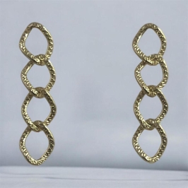 Brinco Corrente Elos Losango c/ Detalhes Pontilhados