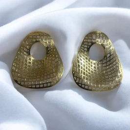 Brinco Gota c/ Detalhes Vazados Redondo e Losango