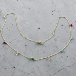 Corrente Comprida c/ Pedras Coloridas