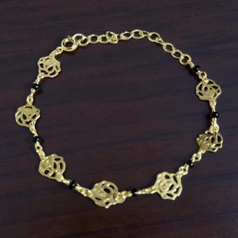 Pulseira Missanga c/ Chapa de Flores Vazadas