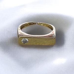 Anel Base Superior Reta c/ Brilhante Regulável