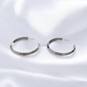 Brinco Argola Grande Detalhado Aço Inox