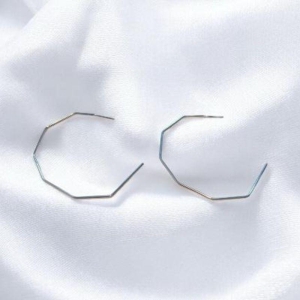 Brinco Argola Sextavada Aço Inox