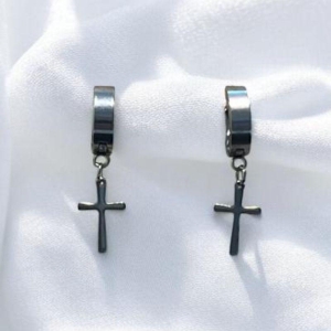 Brinco Argolinha c/ Cruz Aço Inox