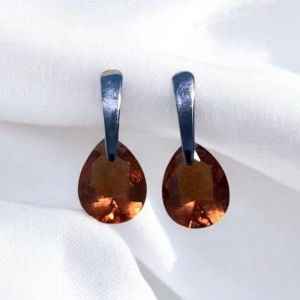 Brinco c/ Pedra Laranja Aço Inox