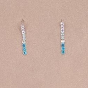 Brinco Pedra Azul e Rosa