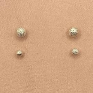 Brincos Dupla Bolinhas Prata