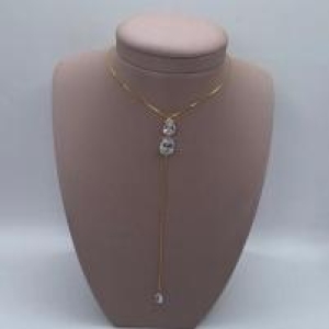 Colar Pedra Dupla Brilhante