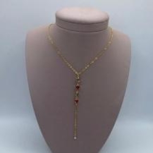 Colar Pingente Pedras Vermelhas