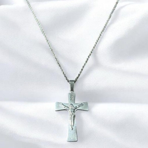 Corrente Fina Masculina c/ Crucifixo Aço Inox