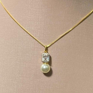 Corrente Pingente Quadro Bilhante Perola