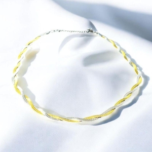 Corrente Trançada Aço Inox Dourado/Prateado