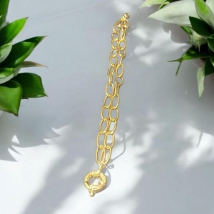 Pulseira Dupla Elos Ovais Fecho Nautico