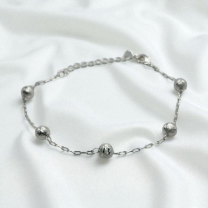 Pulseira Perolas Prata Detalhadas