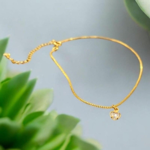 Tornozeleira Pingente Coração Pedra