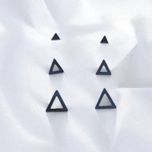 Trio Brincos Triangulos Aço Inox